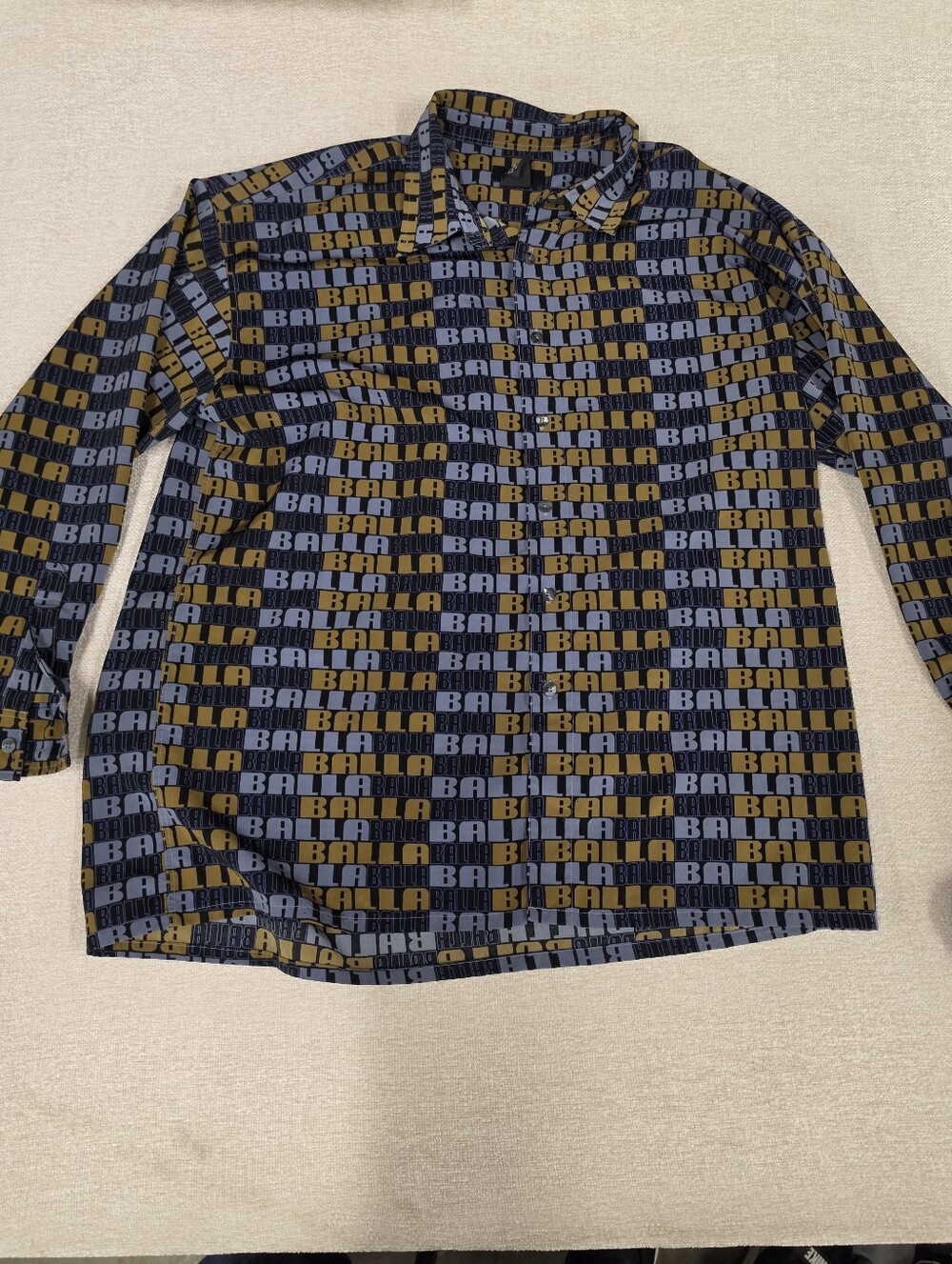 Vintage Y2K BALLA Shirt Mens XXL 2XL All Over Print Hip Hop 2002 Button Up